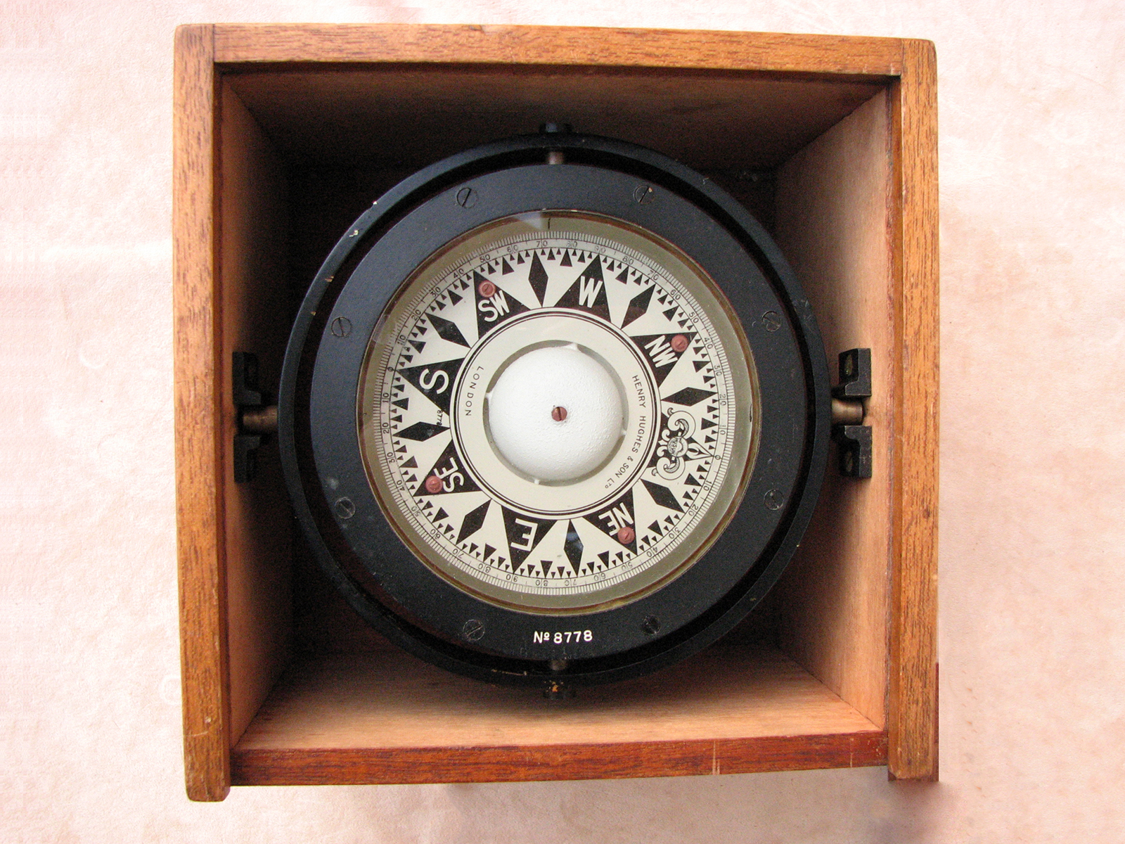 1930's 'HUSUN' gimbal mounted ships compass by Henry Hughes and Son Ltd